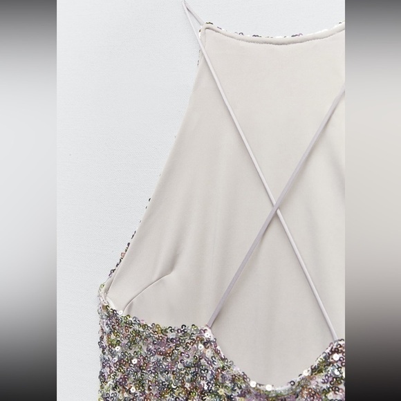 Zara Viral colorful SEQUIN KNIT HALTER DRESS NWT - Picture 2 of 14